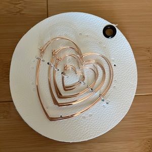 Free People Rose Gold 8 heart hoop set